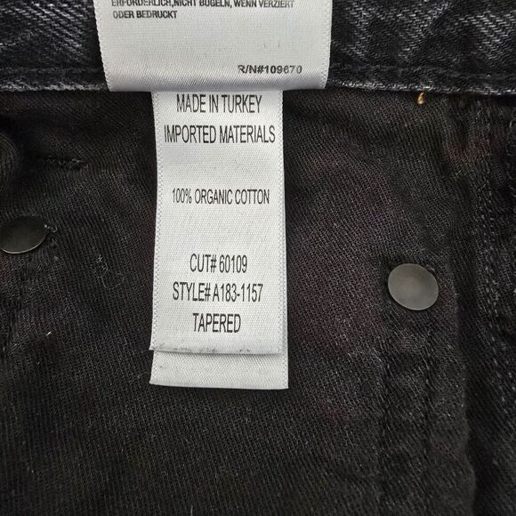 Agolde High Rise Button Fly Tapered Organic Jeans Womens Sz 26 Black Denim - Picture 11 of 12